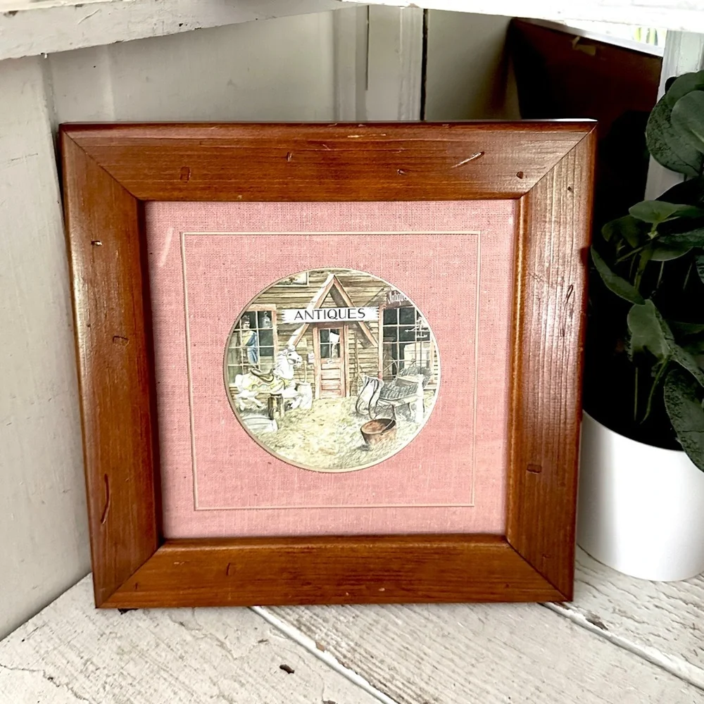 Vintage Antique Shops Art Print Wood Framed Wall Art Cottagecore Carousel Horse